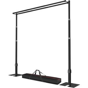 10x10ft Pipe and Drape Backdrop Stand, Double Crossbar, Heavy Duty Adjustable Background Frame with Metal Base for Parties Photography Wedding Photoshoot Decoration - Black