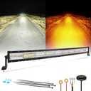 Auxbeam 6 Modes Amber White Series, 42 Inch 240W Curved LED Light Bar, Strobe Warning Flashing Dual Color Fog Light, Spot Flood Combo Off-Road Auxiliary Lighting, for Pickup Truck 4WD Jeep