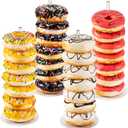 HENABLE 4PCS Acrylic Donut Display Stand Tower - Dessert Table Holder for Donuts, Bagels & Doughnuts - Perfect for Parties, Christmas, Birthday & New Year