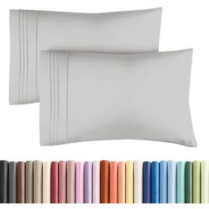 Standard Pillow Cases Set of 2 - Soft Hotel Quality Pillowcase Covers - Comfy & Wrinkle Free - Stain and Fade Resistant - Machine Washable Pillow Protectors - 2 Piece Set - Standard Size French Grey