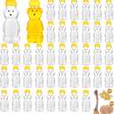 8oz Plastic Honey Bear Bottle Mini Honey Jars Party Favors Small Honey Bear Bottles with Lids Bear Shape Clear Empty Honey Jar with Screw Yellow Lid 50 Tags 2 Rolls Jute Rope (36-set)
