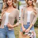 Arach&Cloz Women's 2024 Lightweight Summer Cardigan 3/4 Sleeve Crochet Patterns Knit Shrug Sweater Tops (White, XL)