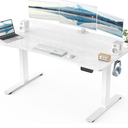 Veken 55 x 28 Inch Electric Standing Desk with Adjustable Height, Sit to Stand Computer Table for Study, Work or Gaming, Home Office Desk White