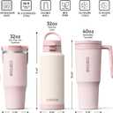 CAROTE 3-Pack Insulated Stainless Steel Water Bottles, Cup Holder Compatible for Travel, Upgraded Leak Proof, 32/32/40 oz Built-In Straw Tumblers Set for Daily Use/Outdoor (Peach)