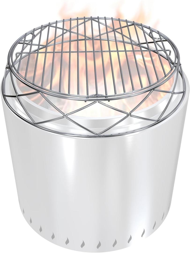 Fire Pit Accessory Kit for 19.5 Inch Solo Stove Bonfire, Stainless Steel Fire Pit Stand & Grill Cooking Grate for Bonfire Fireplace Tools