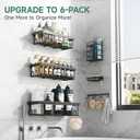 Veken Shower Caddy 6-Pack, Advanced Rustproof Design, No Drilling Adhesive Shelves, Rack with Soap Holder, Large Capacity Bathroom Organizers and Storage, Wall-Mounted Kitchen & Home Decor, Black