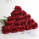 Veryhome 36Pcs Artificial Roses Realistic Fake Flowers Bulk Long Stem Silk Faux Roses Bouquet for Wedding DIY Home Decor Bridal Table Centerpieces Party Arrangements Gifts(Gradient Burgundy)