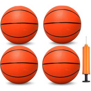 6 INCH PVC Mini Basketball Toys for Indoor Over Door Hoops, Soft 6" Small Balls Rubber for Pool, Beach, Yard, Lawn, Outdoor, Classroom, Little Playgound Ball for Kids Boys Girls (4PCS with Air Pump) (yellow)