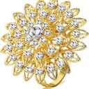 Geiserailie 12 Pcs Gold Flower Napkin Rings Alloy Floral Crystal Rhinestone Bling Holiday Shiny Napkins Ring Holders for Wedding Bridal Valentine's Day Birthday Dinner Party Table Home Decoration