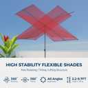 HOMSHADE 6x4ft Outdoor Balcony Umbrella - Flat Porch Pool Patio Umbrella Rectangular Canopy Shade UPF50+ UV Protection 360° Rotating & Tilting All Angles Applicable (Red, No Base)
