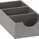 Household Essentials Grey 727-1 Deep 3 Section Drawer Organizer Box for Storage | 12 in x 6.13 in x 3.13 (Silver)