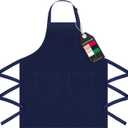 Unisex Apron with Pockets for Cooking, Salon & Art - 100% Cotton Adult Kitchen, Chef, Stylist Apron (Blue)