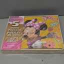 Disney Minnie Mouse 5 Wood Jigsaw Puzzles in Wood Storage Box