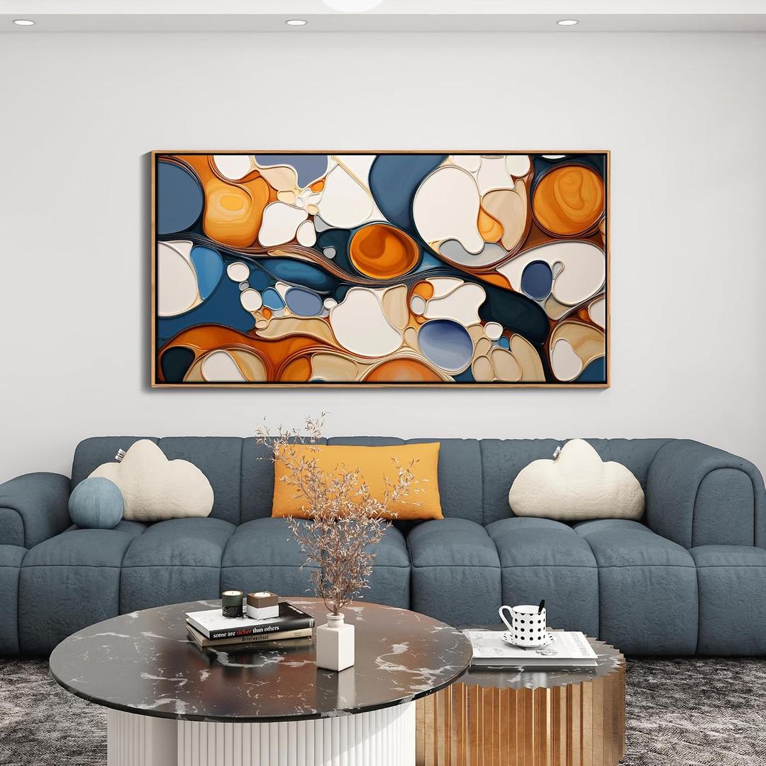 Abstract Canvas Wall Art - Colorful Framed Wall Decor for Living Room, Bedroom, Office - Large Modern artwork picture, Bedroom Aesthetic Room Wall Decorations, Oil Painting Wall Art