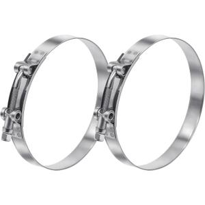2 Pack 4.5 inch T-Bolt Hose Clamps, Stainless Steel_304 Working Range 121mm-129mm for 4.5" Hose ID, Turbo Intake Intercooler Clamp for Automotive