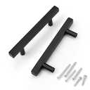 KNOBWELL 10 Pack 3-1/2" Black Kitchen Cabinet Pulls Square, 90mm Hole Center Stainless Steel Black Dresser Drawer Pulls 5-3/5" Overall Length
