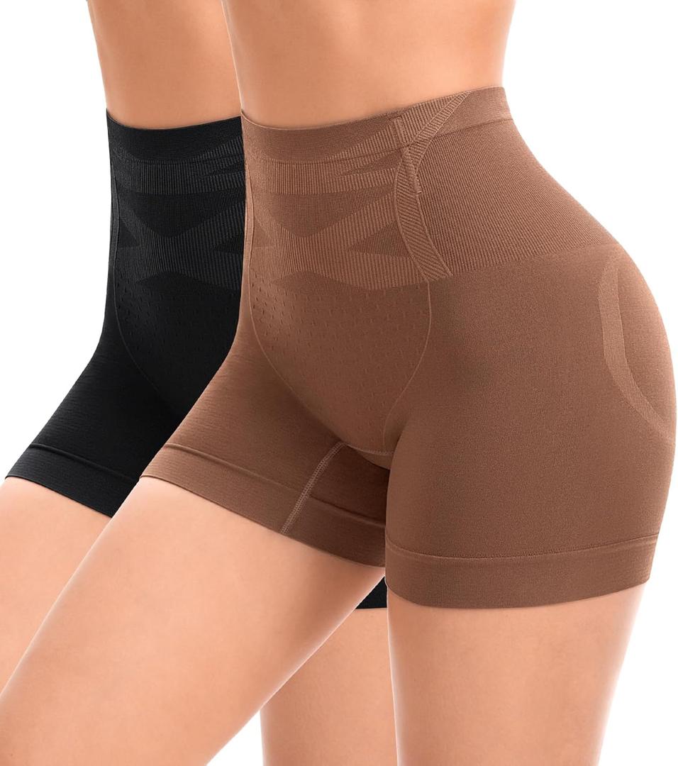 Slip Shorts for Under Dresses Seamless Shaping Boyshorts Panties Tummy Control Underwear Shapewear for Women 2 Pack (Medium)