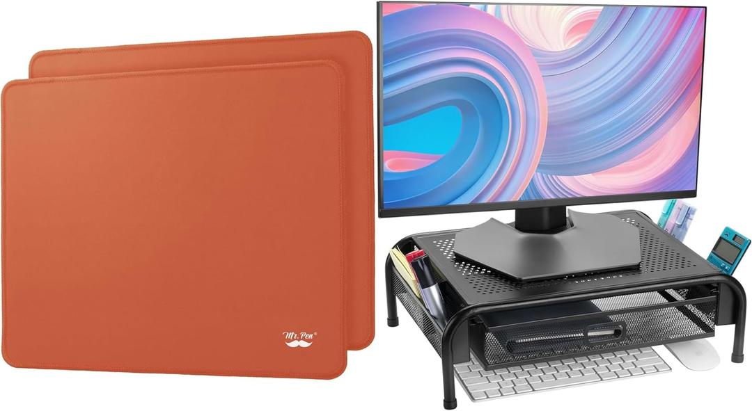 Mr. Pen- Mouse Pad and Metal Mesh Monitor Stand with Drawer