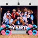 Stray Kids Merch 5 Star Birthday Party Supplies Backdrop 5x3 Music Team Happy Birthday Background Photography Stray Kids Party Decorations Banner Photo Booth Props