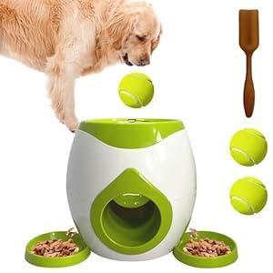 ABULL Interactive Dog Puzzle Toy - Drop The Ball to Get Treats, 2-in-1 Treat Dispenser & Slow Feeder for Healthy Eating, Keep Them Busy and Stop Boredom, Fun and Durable for All Breed (Green)