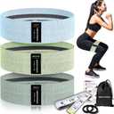 HIMESPORNER Wide Fabric Resistance Bands for Working Out, 3 Level Non-Slip Exercise Booty Bands for Women & Men Leg and Glutes with Hair Ties and Tape Measure - for Home Gym Workout, Yoga, Pilates (Blue and Green)