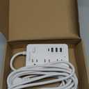 15 FT Extension Cord with Multiple Outlets, Asamoom 15 ft Surge Protector Power Strip with 6 Outlets with 4 USB Ports(1 USB C)Flat Plug with Long Cord 1700 Joules Protection for Home Office White