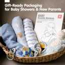 hahaland Muslin Swaddle Blankets Bamboo - 3-Pack, 1 Large (47" x 47") & 2 Standard (38" x 40") - Breathable Silky Soft Receiving Blankets Swaddles for Newborns Baby Boy Gifts Newborn Essentials, Blue