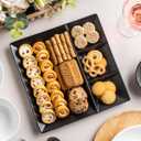 LAUCHUH Divided Serving Platters, 11 x 11 inch Porcelain Chip & Dip Serving Set Dinner Serving Tray 4 -Compartment Serving Dishes for Christmas, Candy, Nuts,Veggies, Snacks and Sauce, Black