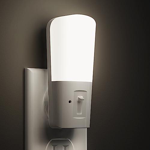 L LOHAS LED Dimmable Night Light[1 Pack], Plug in Night Lights with Dusk to Dawn Sensor, Daylight 5000k from 5-80 LM Brightness Adjustable, Bright Mini Wall Nightlight for Kids Room, Stairway