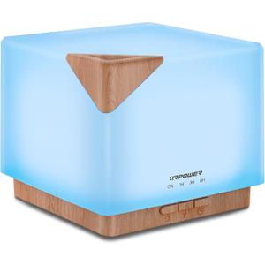 URPOWER Aromatherapy Essential Oil Diffuser Humidifier, 700ml Large Capacity Modern Ultrasonic Aroma Diffusers Running 20+ Hours with Adjustable Mist Mode/4 Timer Settings for Home Office Study (Light Brown)