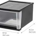 IRIS USA 17 Qt. Medium Plastic Stacking Drawer, Stackable Storage Organizer Unit with Sliding Drawer for Bedroom Kitchen Under Sink Pantry Craft Room Dorm Office, Black, 4-Pack