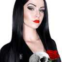 ALLAURA Compatible with Morticia Wig  32" Long Straight Black Wig for Women  Ideal for Cher Costume, Witch Look, 70s Disco, Halloween, Morticia Addams Cosplay, Glam Party, Retro or Gothic Outfits