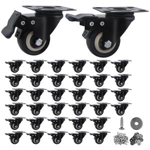 2 Inch Caster Wheels Set of 28 Heavy Duty Casters,with Brake,No Noise Locking Polyurethane (PU) Wheels, for Furniture and Workbench Load 800lbs