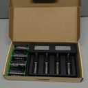HiQuick Rechargeable D Batteries with Charger, 4 Bay Universal Battery Charger with Built-in Cable for 3.7V Lithium ion 18650 21700 14500 26650 18350 and 1.2V Ni-MH Ni-CD AA AAA C D Battery
