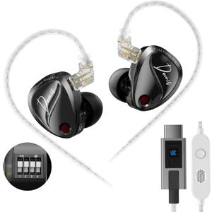 KZ Duonic USB C Headphones, Triple-Magnet Planar Magnetic + Super-Linear Dynamic Dual Driver in-Ear Monitor, HiFi Bass Earbuds with Microphone, Comfort-fit Noise Isolating IEM (DSP, Tuning)