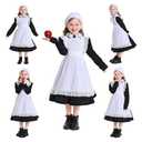 AVIFU Girls Colonial Dress Kids Pioneer Costume Prairie Bonnet Hat Pilgrim Apron Cosplay Accessories Full Set, XS