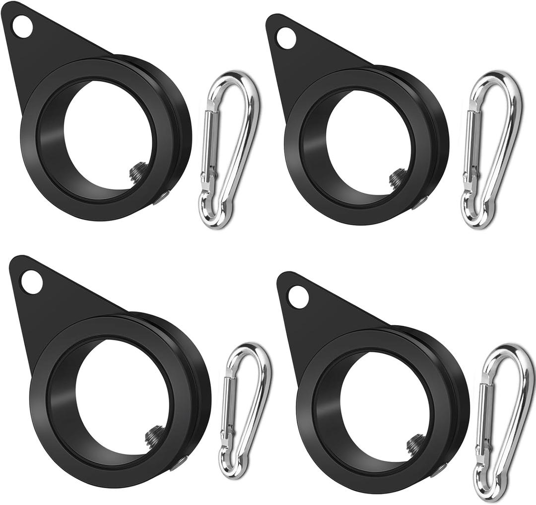 Anovo Flag Pole Rings, Flagpole Rings Aluminum Alloy 360 Rotating Anti Wrap Flag Mounting Spinning Ring Clips for 0.75-1.02 Inch Diameter Flagpole (1 Inch -Pack of 4, Black)