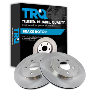 4pcs TRQ Slotted Brake Rotors #BRA73971, #BRA74062 Front Brake Rotors Set Vented Fits Select 2008-2011 Ford Focus , 2pcs TRQ Ceramic Brake Pad Sets #BFA73077, #BRA73069