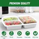 50 Pack (100-Piece) 32 oz Meal Prep Containers Reusable with Lids 3-Compartment, To Go Take Out Plastic Food Storage Containers, Sturdy Leakproof Food Safe, Microwave Freezer Dishwasher Safe, Silver