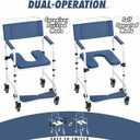 Shower Chair with Wheels, Two Modes Bedside Commode with Wheels, Aluminum Shower Wheelchair with Footrest, Portable Toilet with Bucket for Elderly and Disabled, 300 LBS Weight Capacity