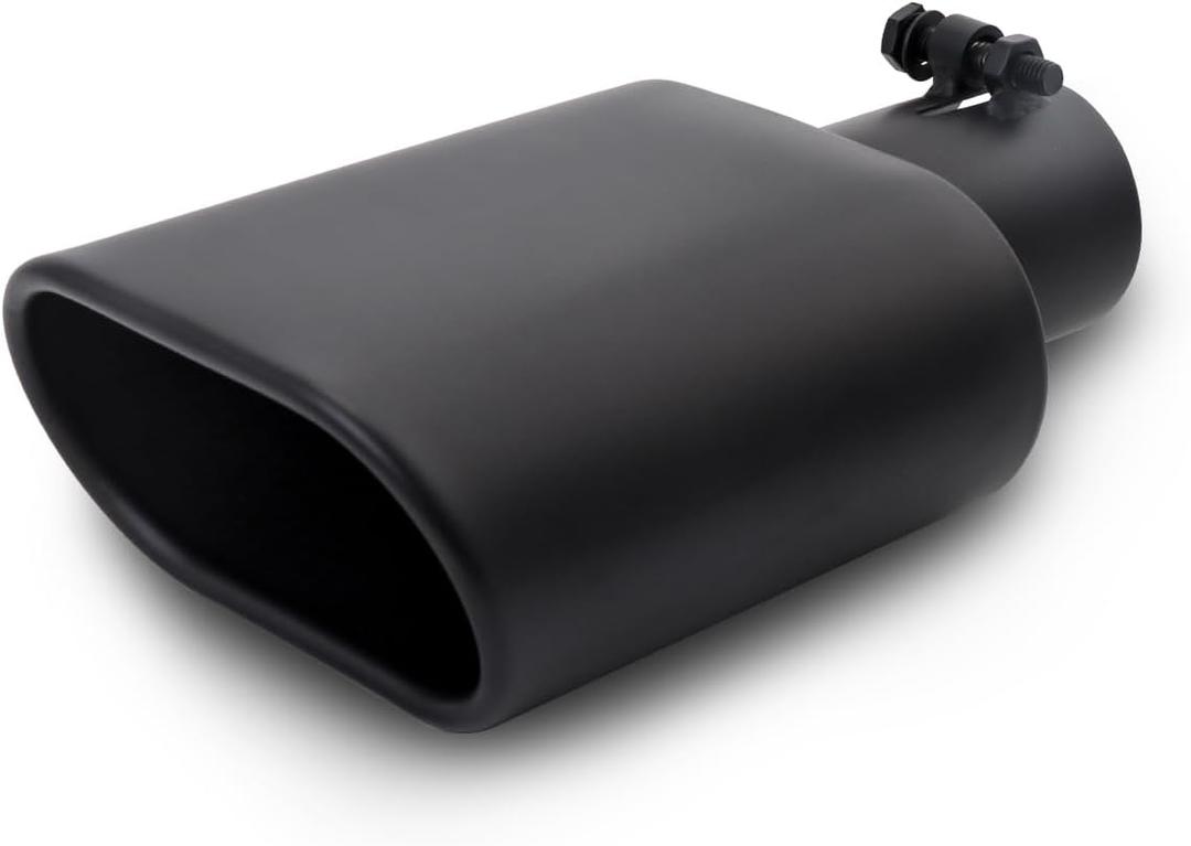 A-KARCK Square Exhaust Tip 2.25" Inlet, Black Coating Rectangle Exhaust Tailpipe Tip 3" x 5.5" Outlet 9.5" Long Bolt on Design