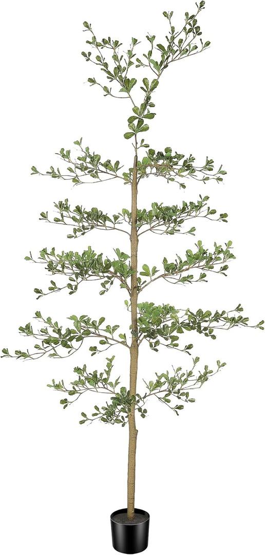LYERSE Black Olive Tree Artificial- 6ft Faux Black Olive Tree with Natural Trunk and Realistic Leaves - Artificial Shady Lady Tree for Modern Home Office House Living Room Decor