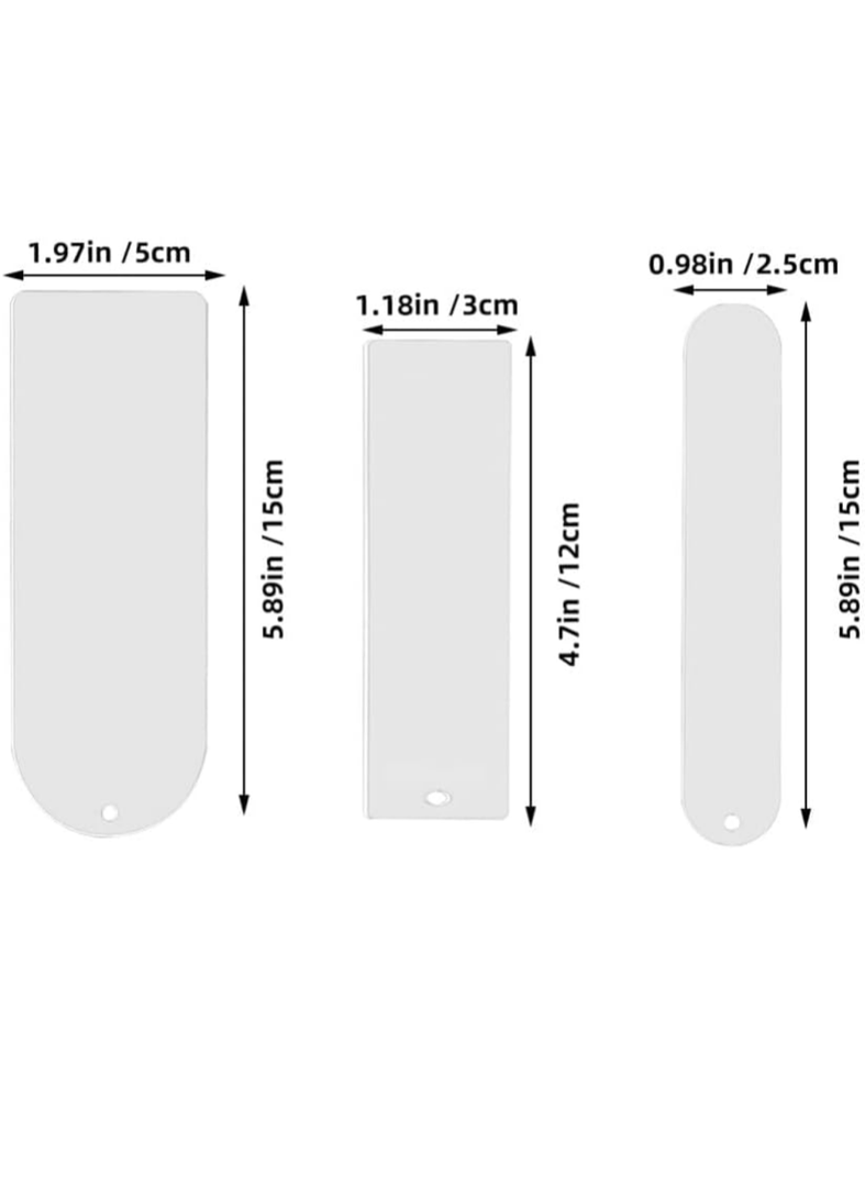 Blank Clear Acrylic Bookmarks 27 pcs