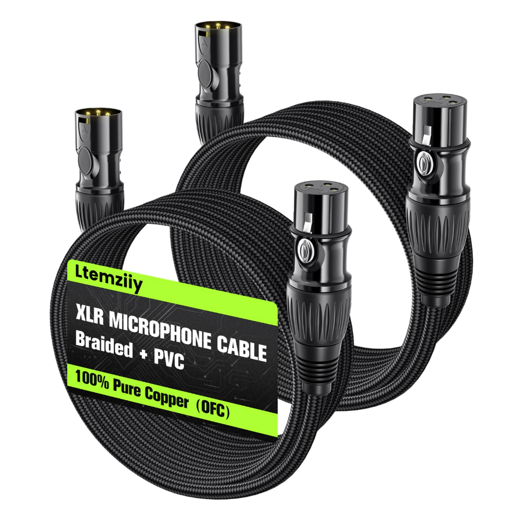 XLR Cable 10ft 2 Pack, Dual Shielded OFC XLR Microphone Cable, Male to Female Braided Balanced Mic Cord with Gold-Plated 3-Pin for Mixer, Speaker Systems, 10 Foot