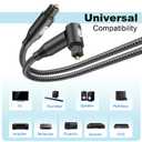 EMK 90 Degree Right Angle Optical Audio Cable [6ft/2M] - 360 Rotatable Digital Toslink SPDIF Cable for Soundbar to TV, Home Theater - Black Fiber Optic Cable with Angled Connector