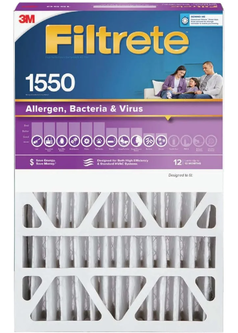 3M Filtrete NDP02-4IN-4 16 x20 x 4 in. Pleated Air Filter, Ultra Allergen Reduction, Purple, MPR 1550, 3 Months -