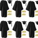 6Pcs Unisex Matte Graduation Cap and Gown 2025 2026 with Tassel for High School and College Graduation Size 42(4'9"-4'11")