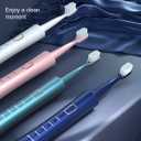 IPX7 Waterproof Sonicare Electric Toothbrush, 2-Hour Fast Charge with Intelligent Time Reminder, 5 Modes, 8 Brush Heads, Travel, Indoor, Outdoor, Blue