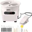 VEVOR 25CM Pottery Wheel for Adults Beginners, Direct Drive Ceramic Pottery Wheel with LCD Touch Screen Foot Pedal 50-300RPM Adjustable Speed, 350W Electric Wheel for Pottery Art Craft DIY, White