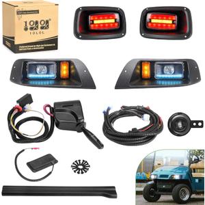 10L0L Deluxe Headlight Tail Light Kit for EZGO TXT Golf Cart, with Daytime Running Lamp High Low Beam Headlight Turn Signal Taillight Brake Hazard Flasher